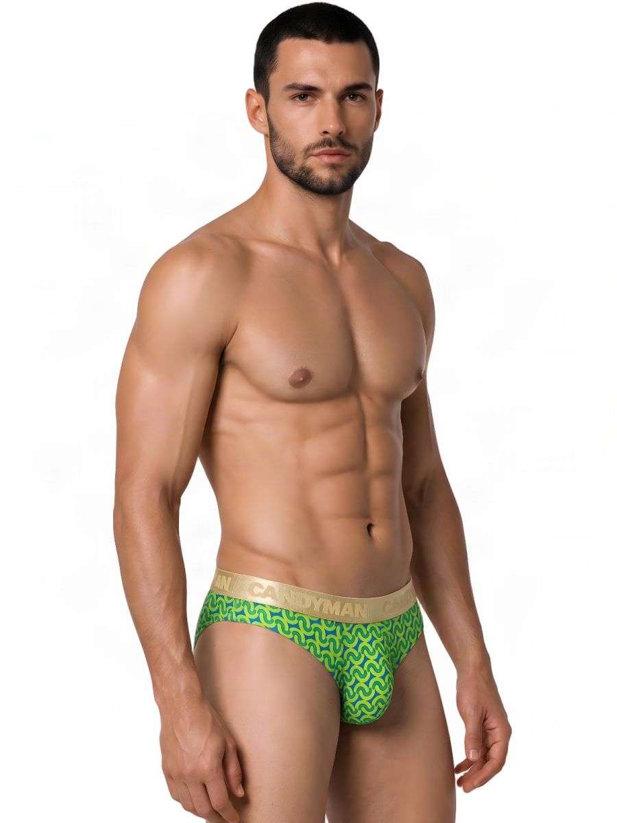 CandyMan  Men's Bikini Brief in Printed Green – men's briefs
