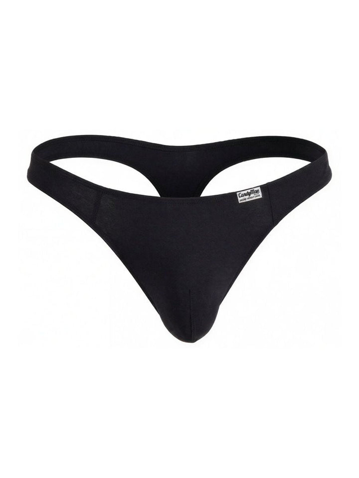CandyMan Sleek Low Rise Thong in black – men's ultra-low rise stretch microfiber thong underwear