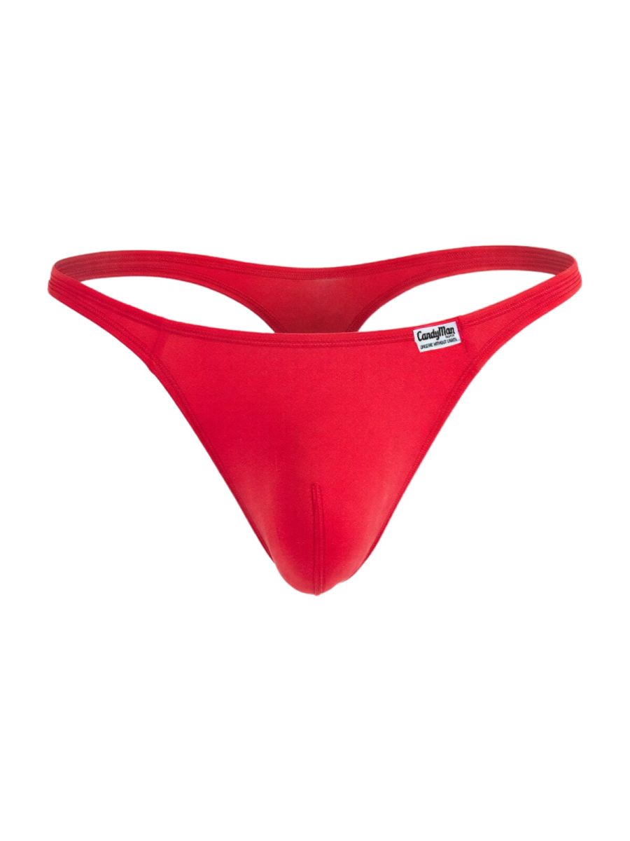 CandyMan Sleek Low Rise Thong in red – men's ultra-low rise stretch microfiber thong underwear