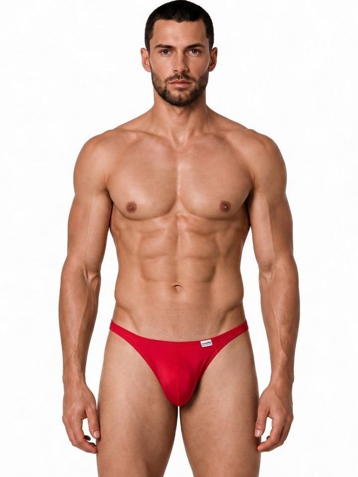CandyMan Sleek Low Rise Thong in red – men's ultra-low rise stretch microfiber thong underwear