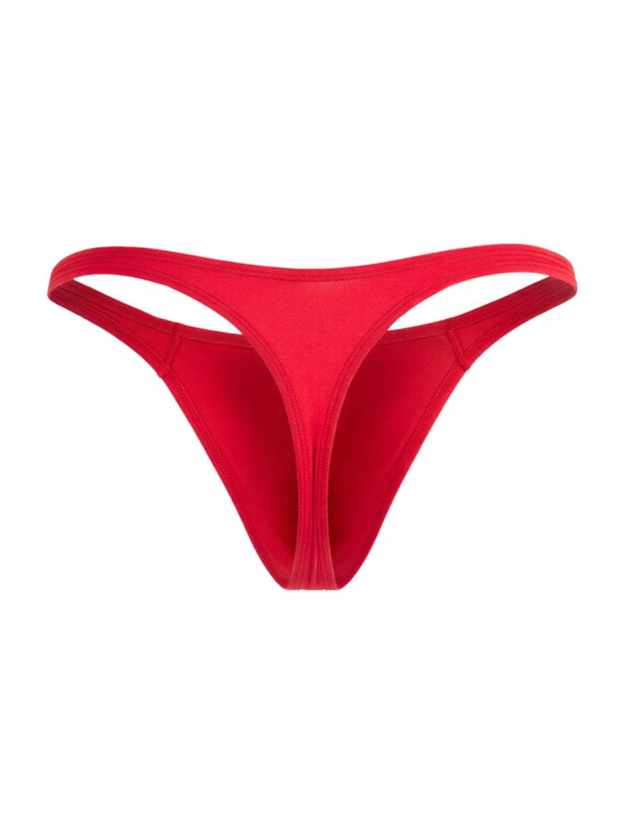 CandyMan Sleek Low Rise Thong in red – men's ultra-low rise stretch microfiber thong underwear