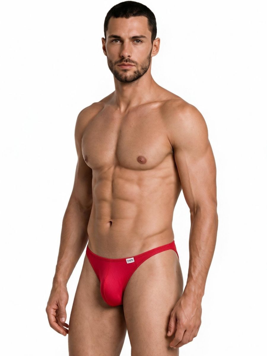 CandyMan Sleek Low Rise Thong in red – men's ultra-low rise stretch microfiber thong underwear