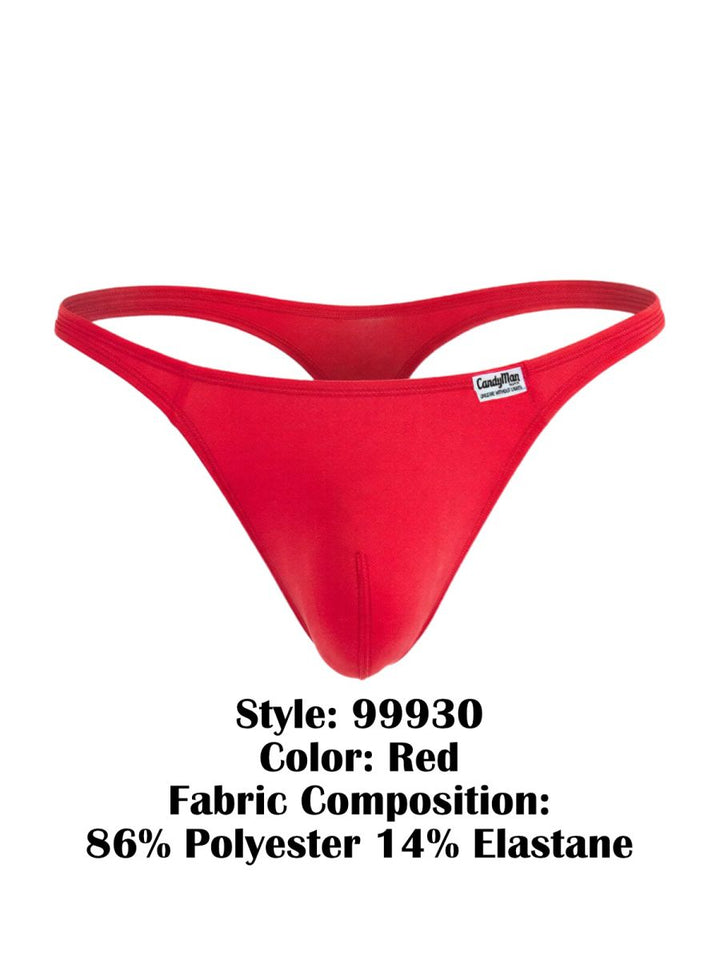 CandyMan Sleek Low Rise Thong in red – men's ultra-low rise stretch microfiber thong underwear