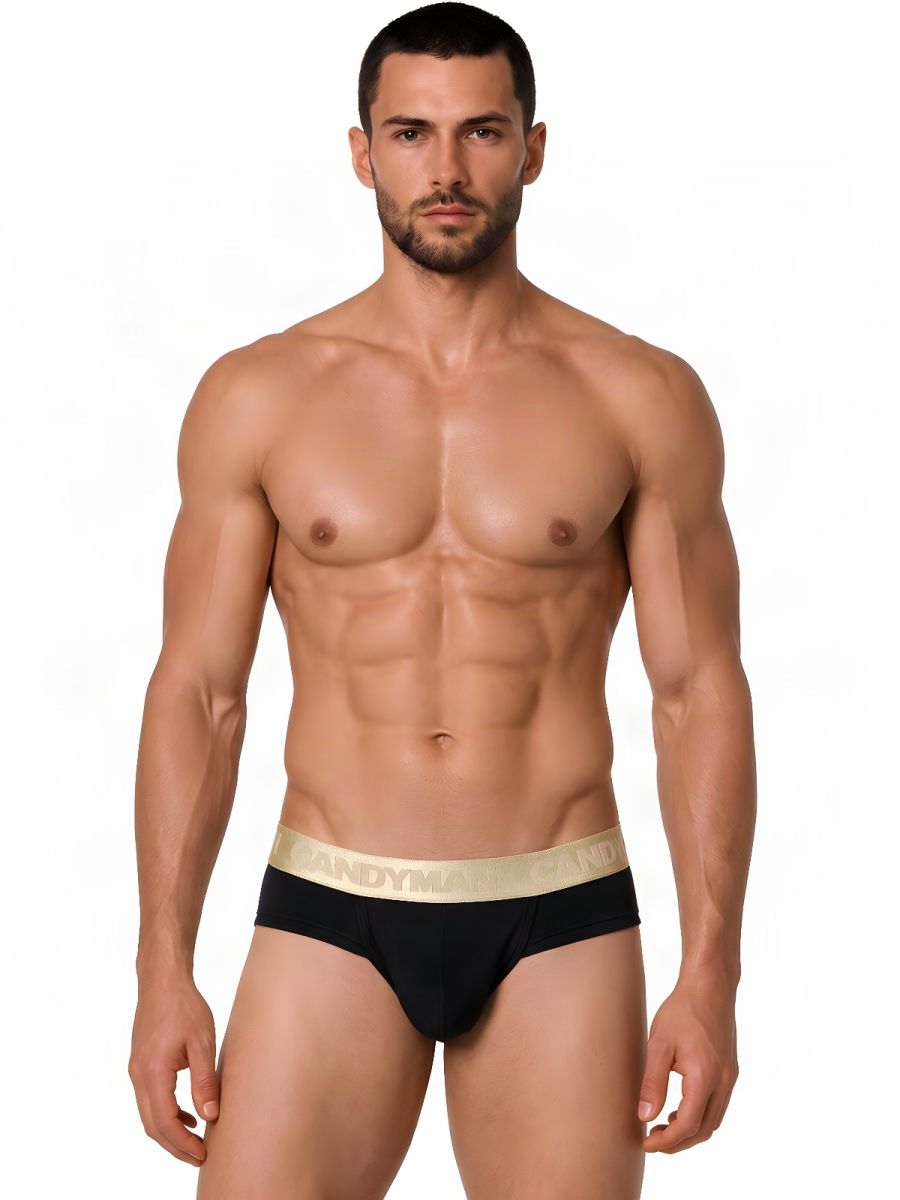 CandyMan Sleek Contour Men's Bikini Brief in Black/Gold – men's briefs