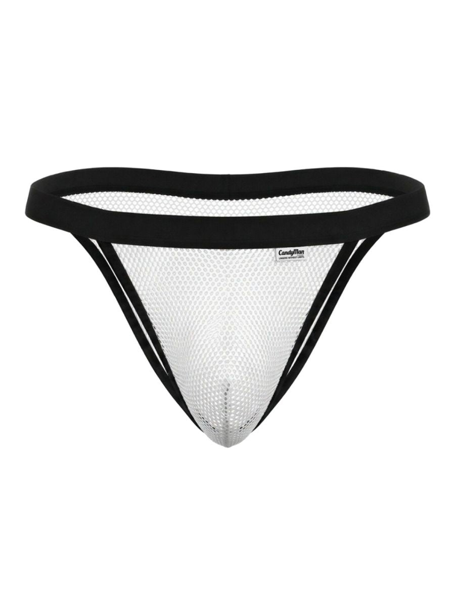 CandyMan Seductive Mesh Bikini in white mesh – men's sheer stretch mesh bikini brief underwear