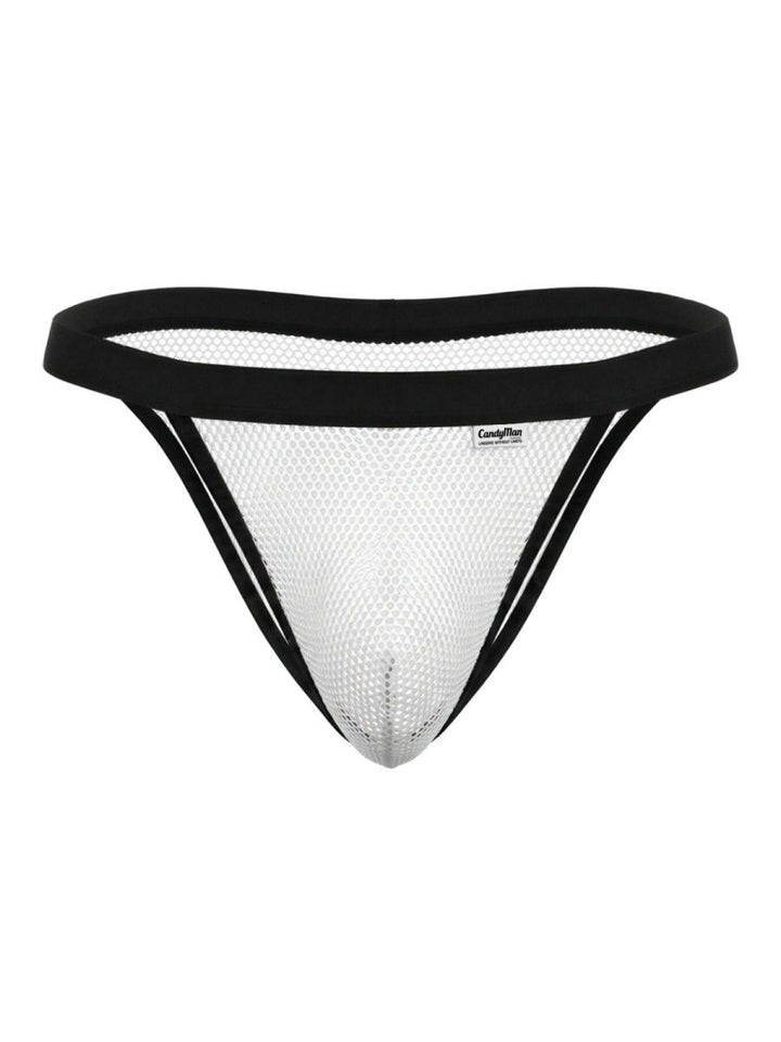 CandyMan Seductive Mesh Bikini in white mesh – men's sheer stretch mesh bikini brief underwear