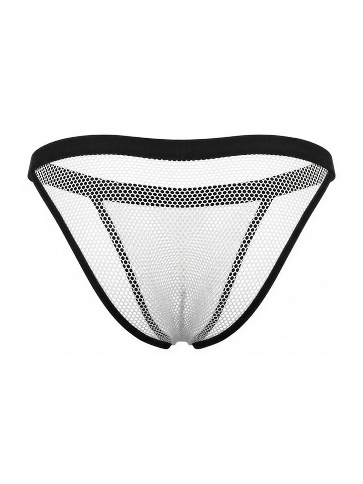 CandyMan Seductive Mesh Bikini in white mesh – men's sheer stretch mesh bikini brief underwear