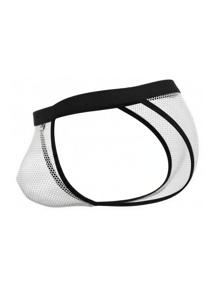 CandyMan Seductive Mesh Bikini in white mesh – men's sheer stretch mesh bikini brief underwear