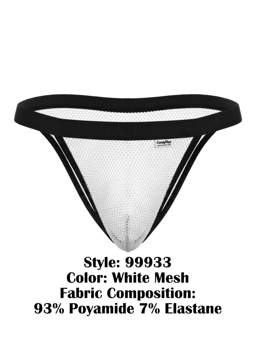 CandyMan Seductive Mesh Bikini in white mesh – men's sheer stretch mesh bikini brief underwear