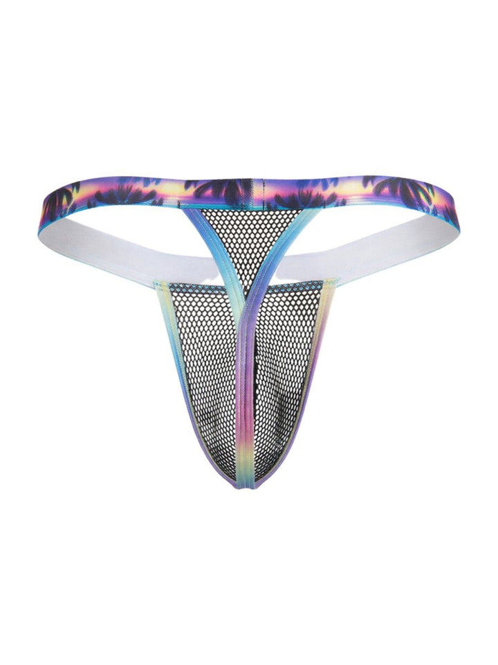 CandyMan Tropical Palm Print Thong Men's Thong in Black – men's thongs