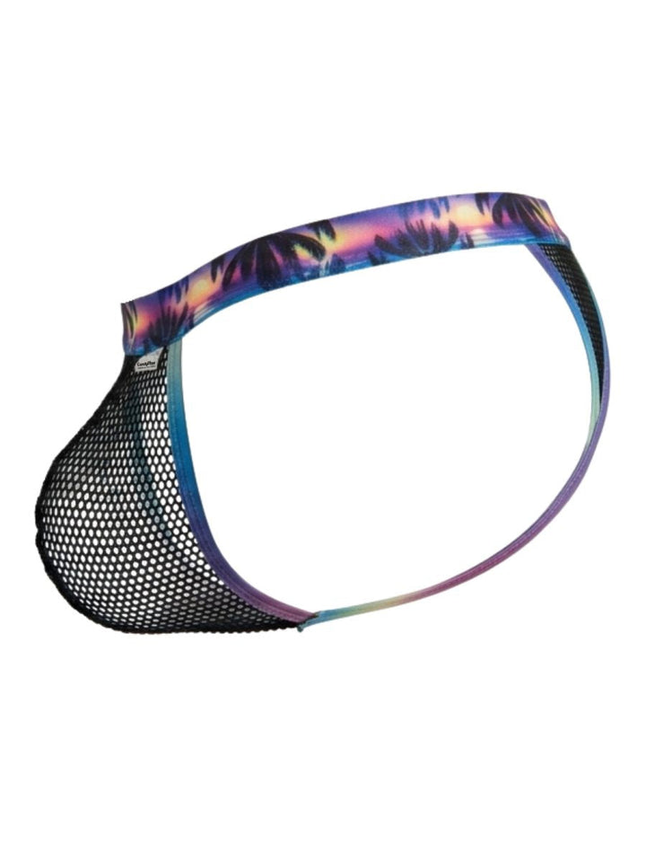 CandyMan Tropical Palm Print Thong Men's Thong in Black – men's thongs