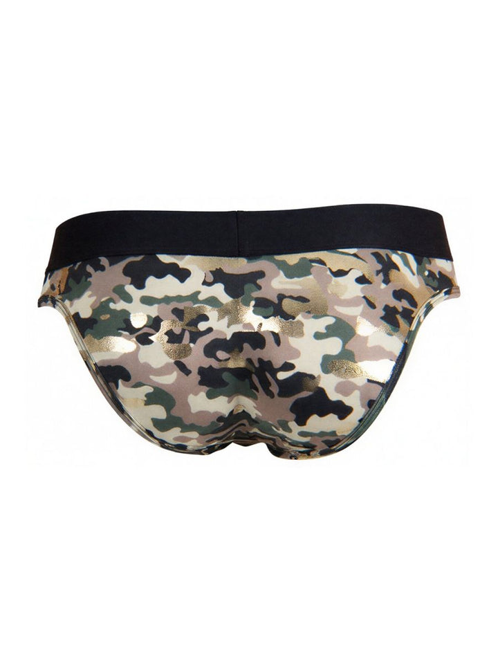 CandyMan Contoured Support Low Rise Brief in camo – men's stretch camo bikini brief underwear