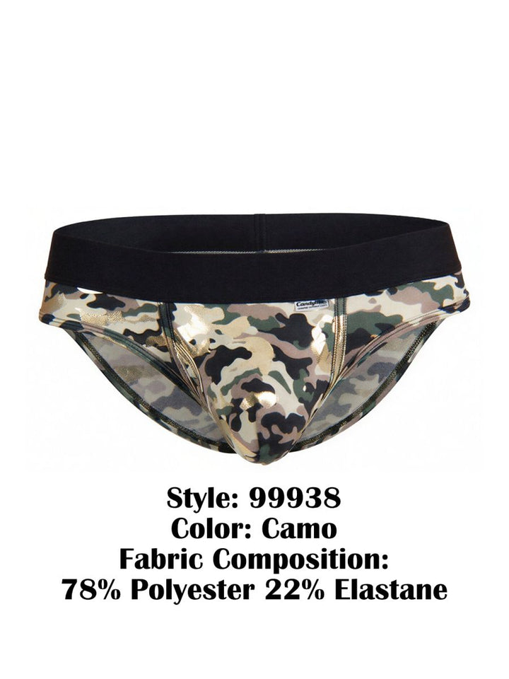 CandyMan Contoured Support Low Rise Brief in camo – men's stretch camo bikini brief underwear