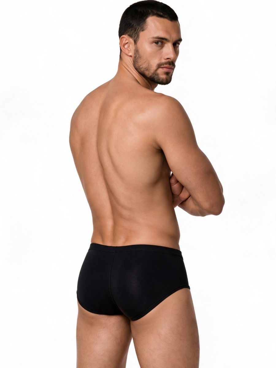 CandyMan Sleek Low Rise Trunks in black – men's stretch microfiber low-rise trunk underwear