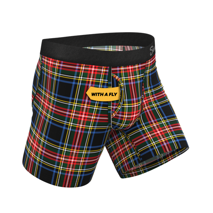 Shinesty "Cappuccino" Holiday Tartan Plaid Ball Hammock® Pouch Underwear with Fly
