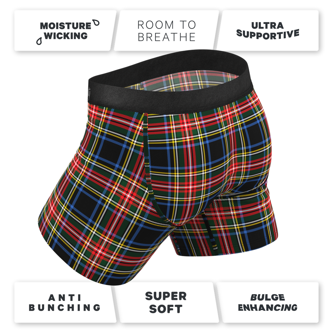 Shinesty "Cappuccino" Holiday Tartan Plaid Ball Hammock® Pouch Underwear with Fly