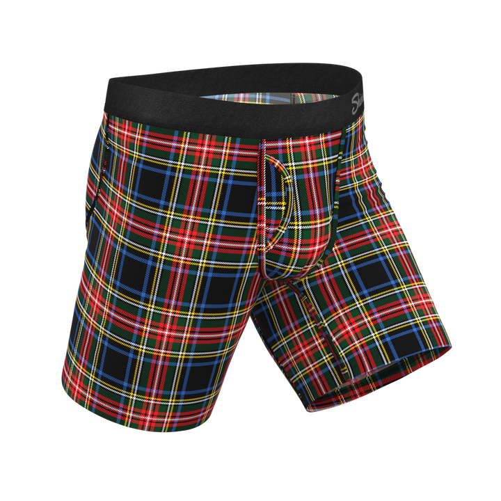 Shinesty "The Cappuccino" Holiday Tartan Plaid Long Leg Ball Hammock® Pouch Underwear with Fly