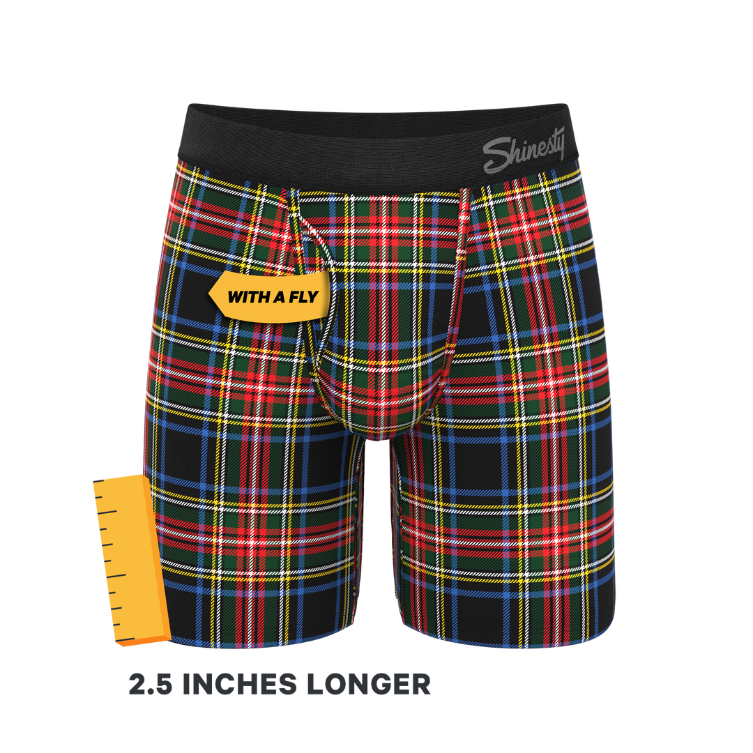 Shinesty "The Cappuccino" Holiday Tartan Plaid Long Leg Ball Hammock® Pouch Underwear with Fly