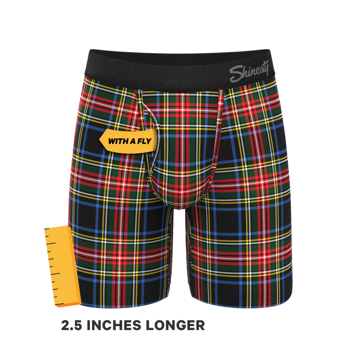 Shinesty "The Cappuccino" Holiday Tartan Plaid Long Leg Ball Hammock® Pouch Underwear with Fly