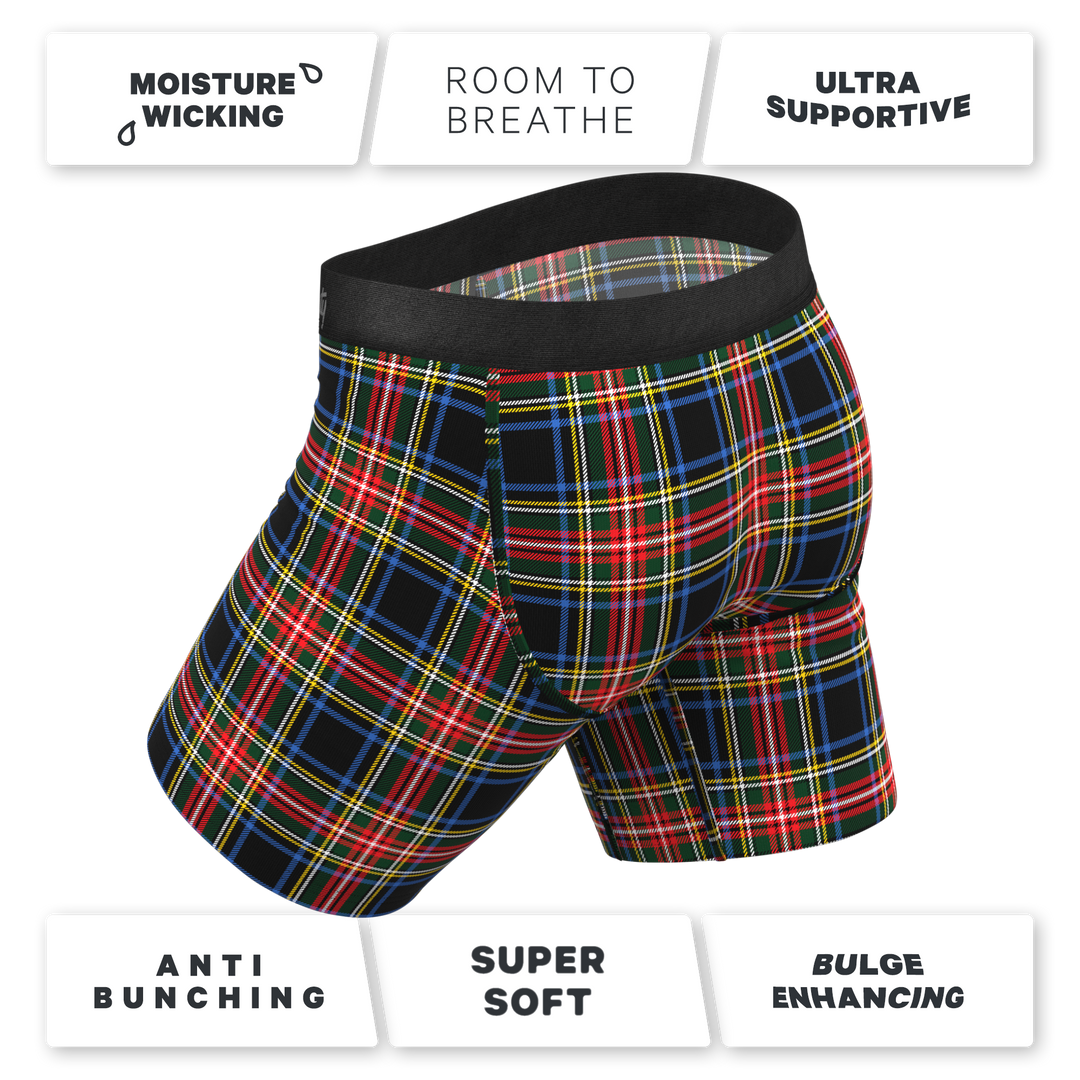 Shinesty "The Cappuccino" Holiday Tartan Plaid Long Leg Ball Hammock® Pouch Underwear with Fly