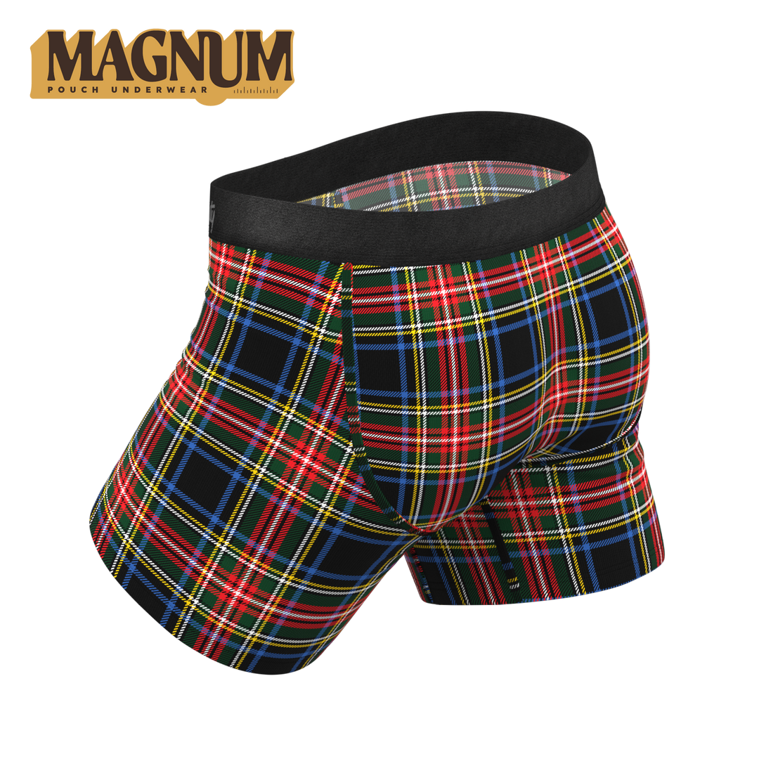 Shinesty "The Cappuccino" Holiday Tartan Plaid Ball Hammock® Magnum Big Pouch Boxer Briefs