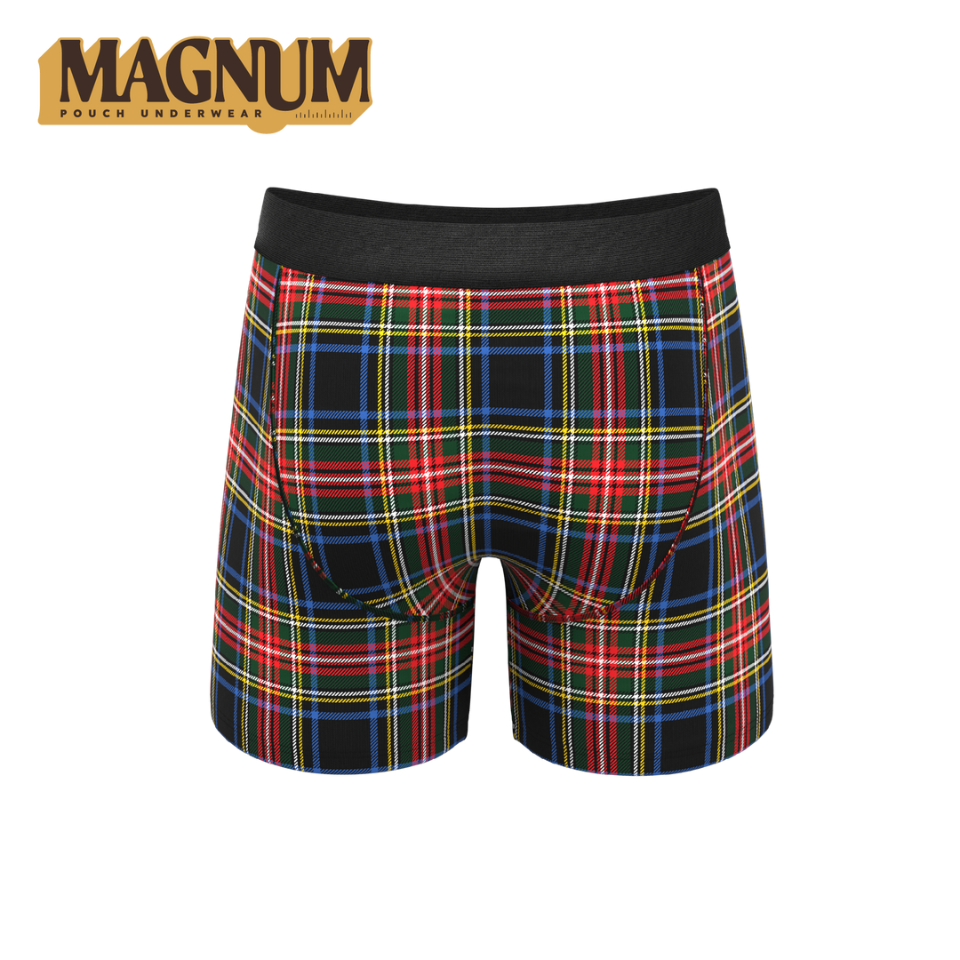 Shinesty "The Cappuccino" Holiday Tartan Plaid Ball Hammock® Magnum Big Pouch Boxer Briefs