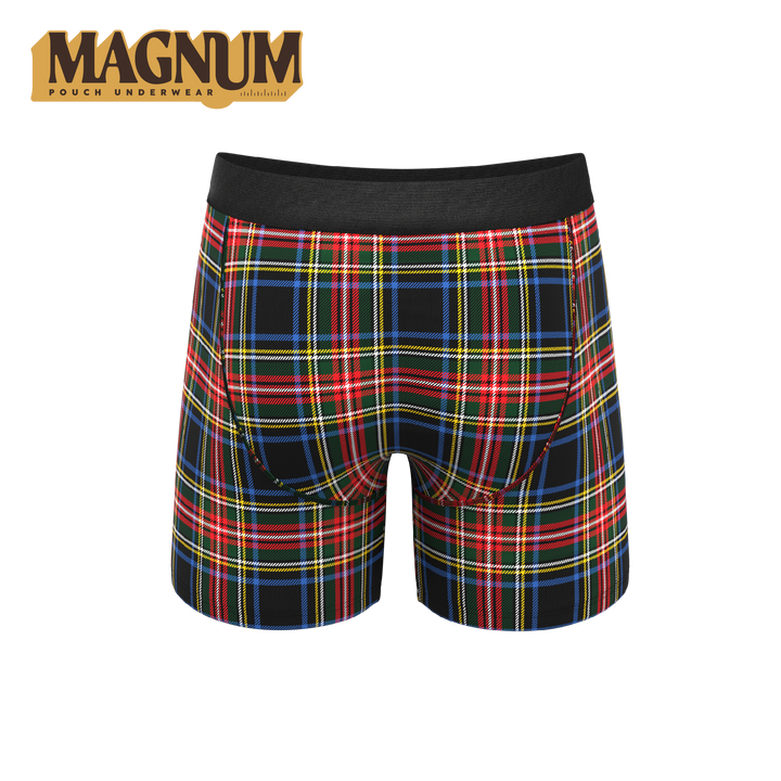 Shinesty "The Cappuccino" Holiday Tartan Plaid Ball Hammock® Magnum Big Pouch Boxer Briefs