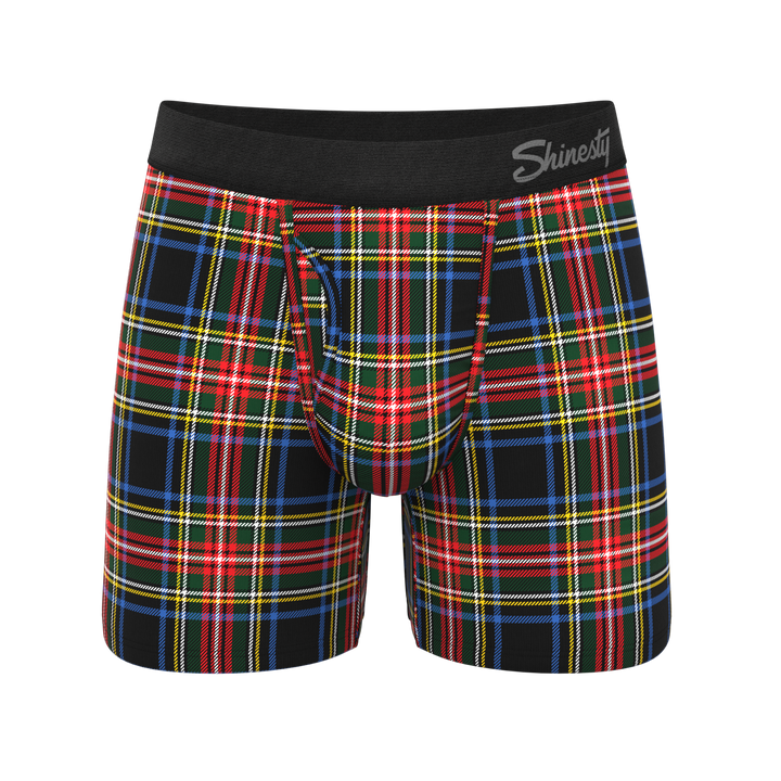 Shinesty "The Cappuccino" Holiday Tartan Plaid Ball Hammock® Magnum Big Pouch Boxer Briefs