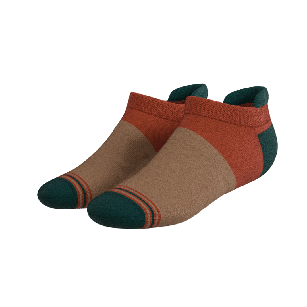 The Car Camper | Earth Tone Color Block Heel Hammock™ Ankle Socks