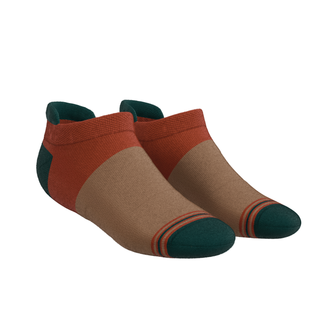 The Car Camper | Earth Tone Color Block Heel Hammock™ Ankle Socks
