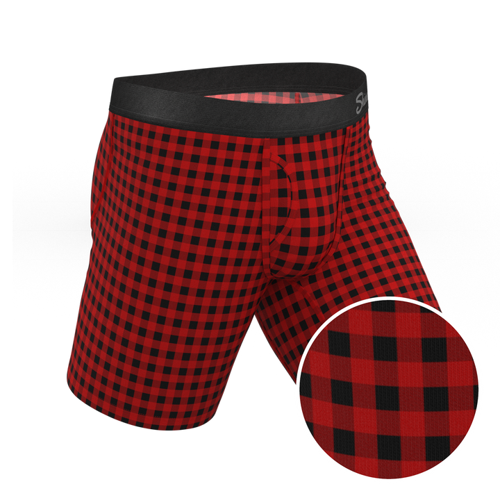 Cardinal Micro Buffalo Check Boxer Briefs - Ball Hammock® Pouch