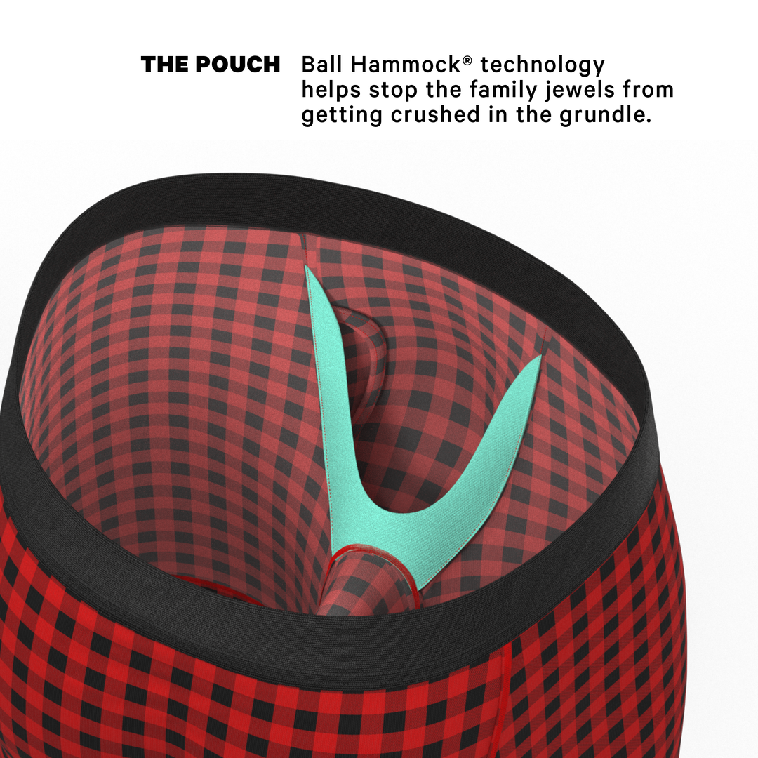 Cardinal Micro Buffalo Check Boxer Briefs - Ball Hammock® Pouch