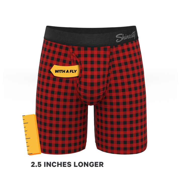 Cardinal Micro Buffalo Check Boxer Briefs - Ball Hammock® Pouch