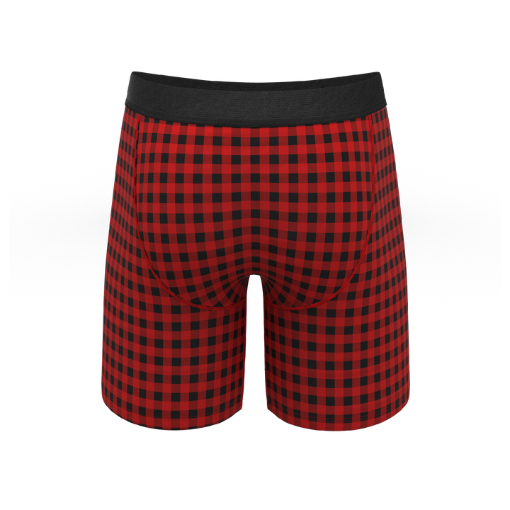 Cardinal Micro Buffalo Check Boxer Briefs - Ball Hammock® Pouch