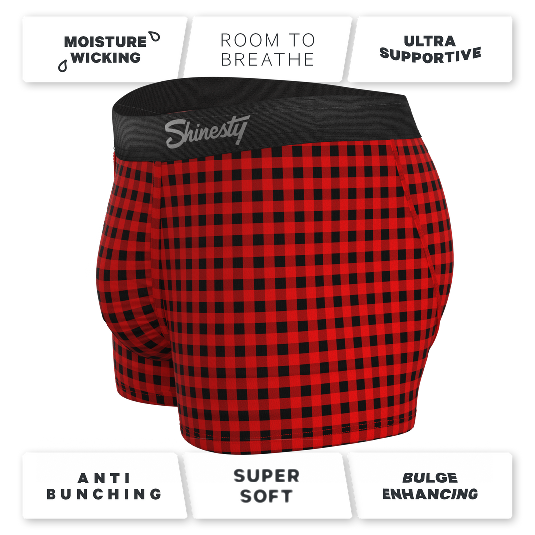 Shinesty "The Cardinal" Micro Buffalo Check Ball Hammock® Pouch Trunks