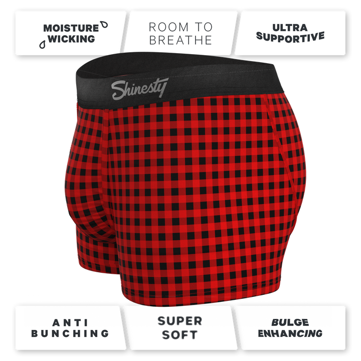 Shinesty "The Cardinal" Micro Buffalo Check Ball Hammock® Pouch Trunks