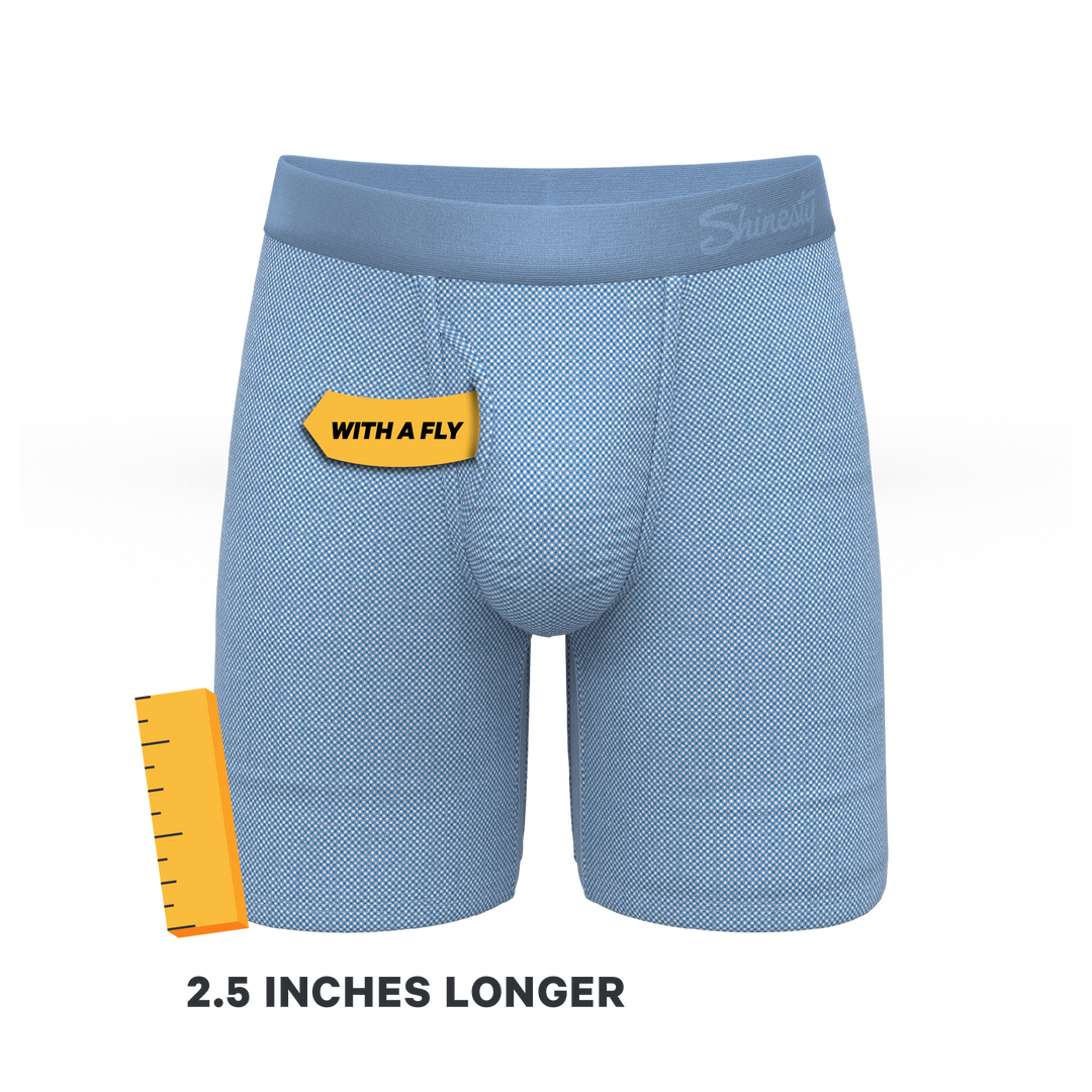 Chambray All Day: Blue Long Leg Ball Hammock® Pouch Underwear with Fly