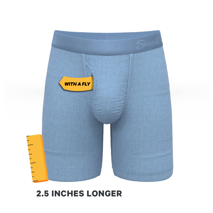 Chambray All Day: Blue Long Leg Ball Hammock® Pouch Underwear with Fly