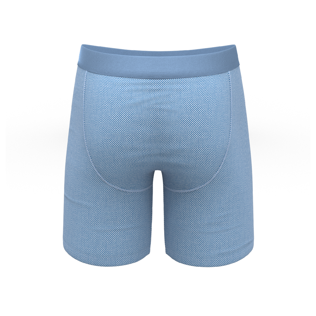 Chambray All Day: Blue Long Leg Ball Hammock® Pouch Underwear with Fly