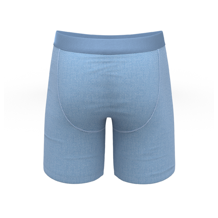 Chambray All Day: Blue Long Leg Ball Hammock® Pouch Underwear with Fly