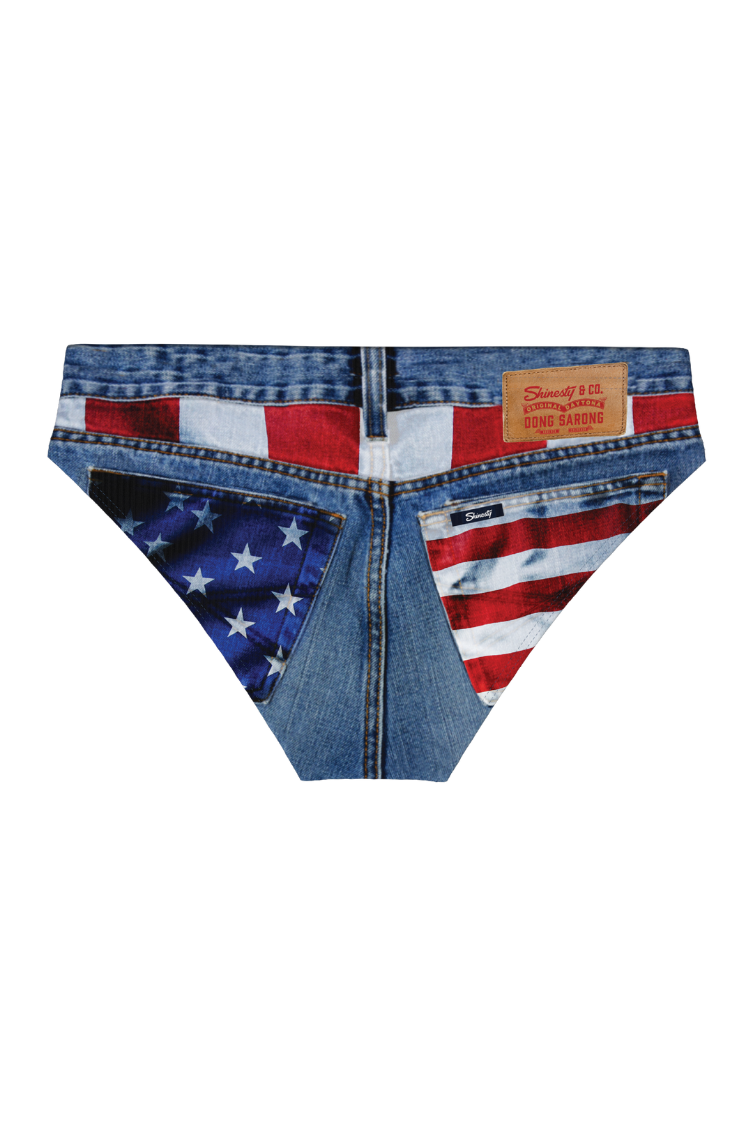 Shinesty The Chattahoochee Daddy USA denim print Ball Hammock swim briefs – men's denim print swim brief