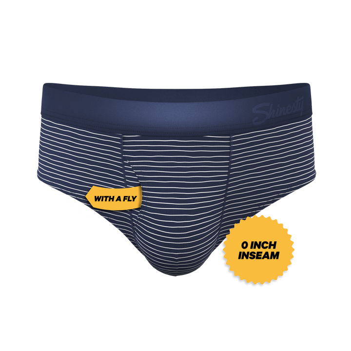 Shinesty "The Cheek Streak" White Stripe Briefs with Ball Hammock® Pouch for Men