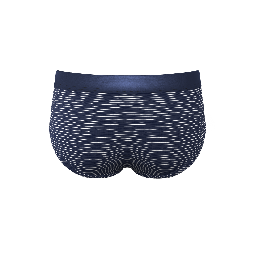 Shinesty "The Cheek Streak" White Stripe Briefs with Ball Hammock® Pouch for Men