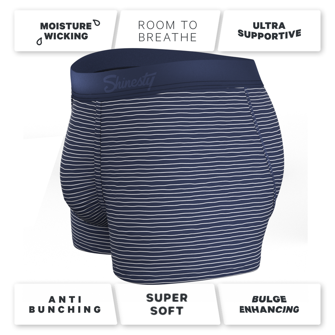 Shinesty "The Cheek Streak" White Stripe Ball Hammock® Pouch Trunks Underwear