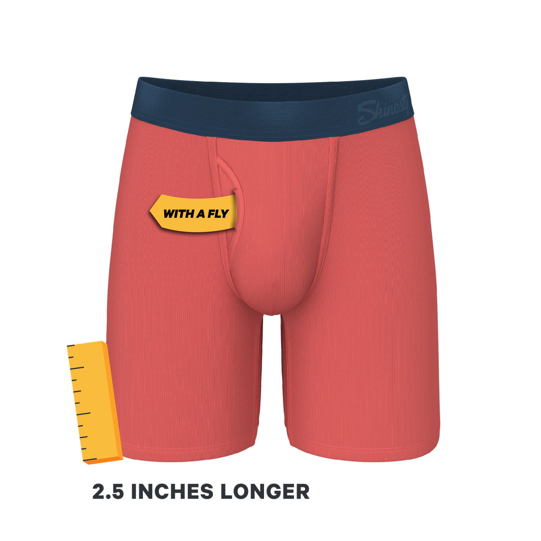 The Cherry Tomato | Coral Red Long Leg Ball Hammock® Pouch Underwear With Fly