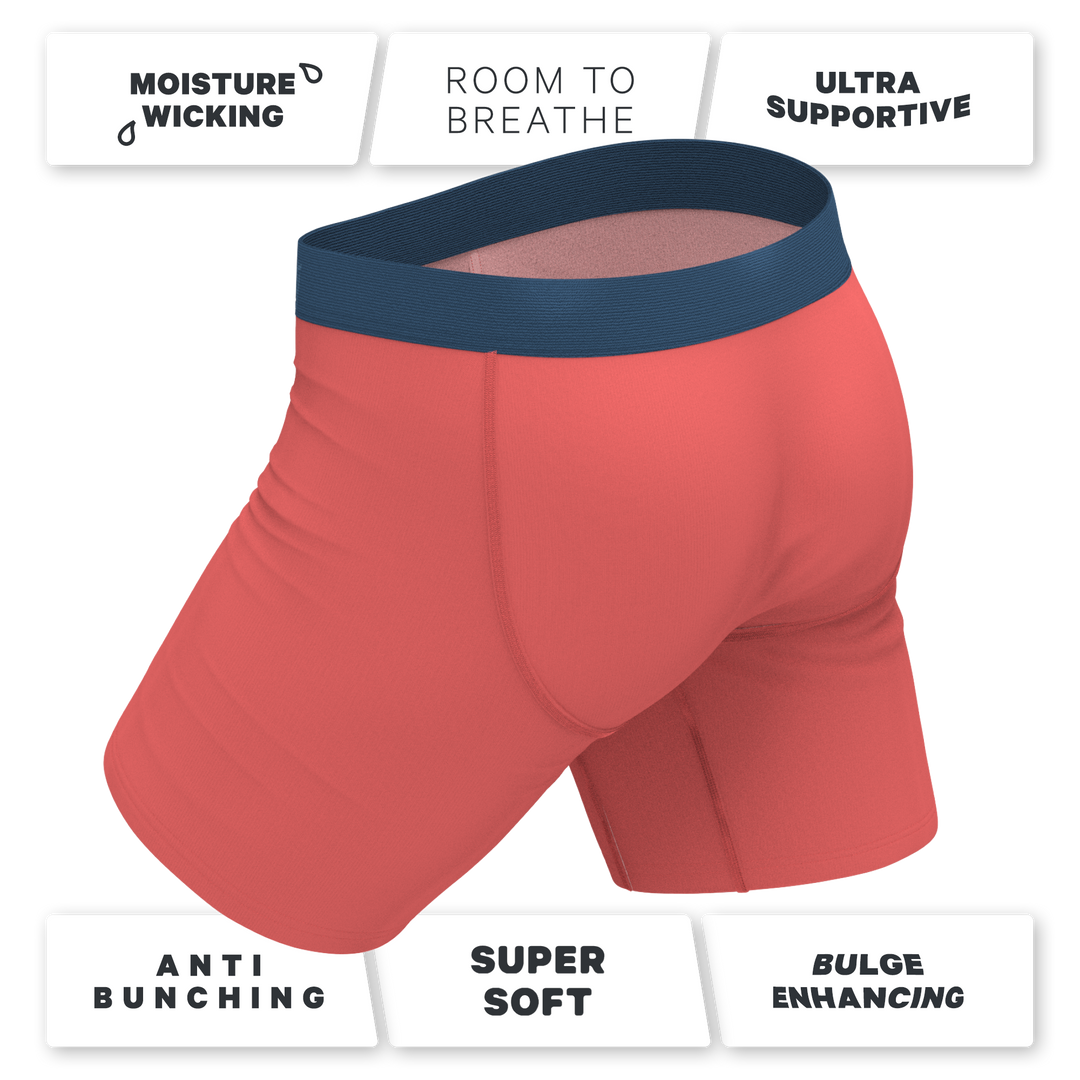 The Cherry Tomato | Coral Red Long Leg Ball Hammock® Pouch Underwear With Fly