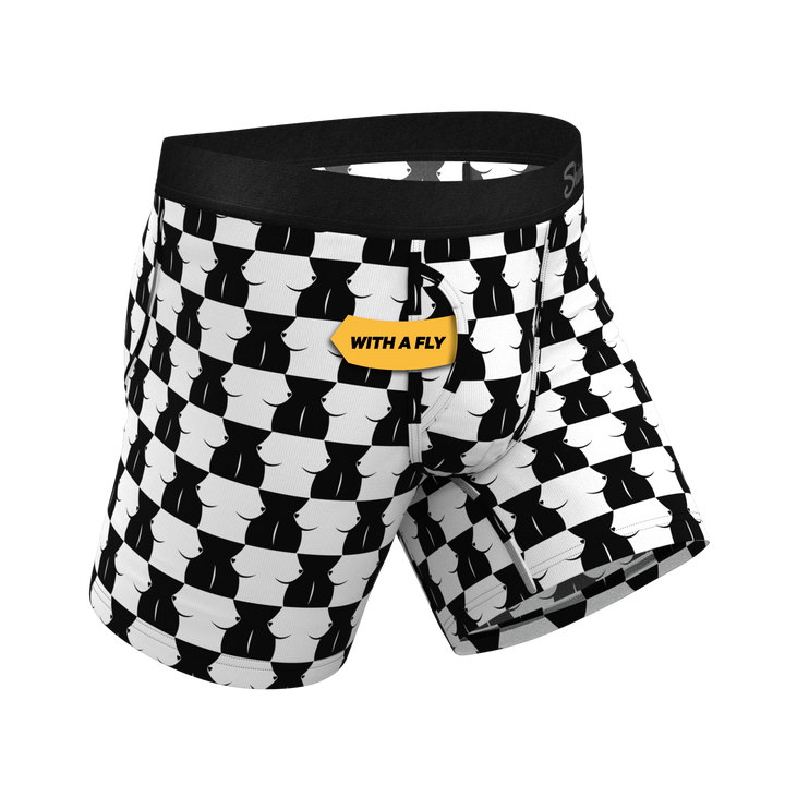 The Chest Mate Checkered Boxer Briefs with Ball Hammock® Pouch & Fly