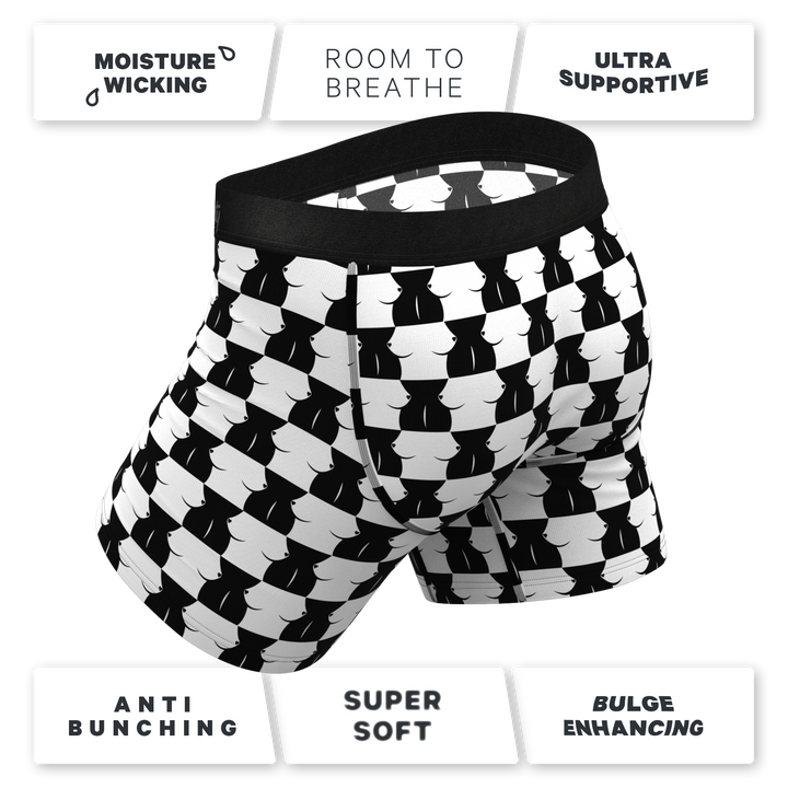 The Chest Mate Checkered Boxer Briefs with Ball Hammock® Pouch & Fly