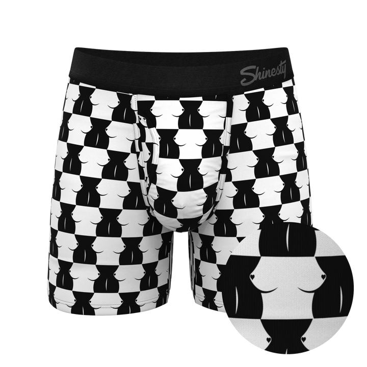 The Chest Mate Checkered Boxer Briefs with Ball Hammock® Pouch & Fly