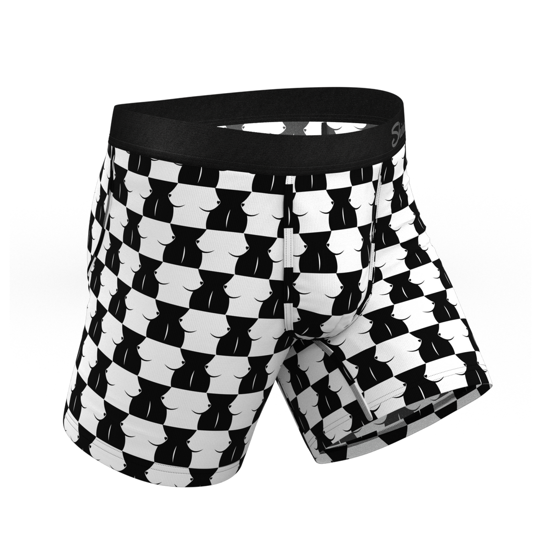 Shinesty Checkered "Chest Mate" Boxer Briefs with Ball Hammock® Pouch